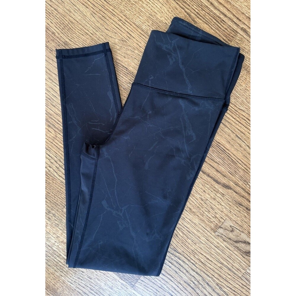Women’s  Mono b Black Marble Silver Workout Active Leggings -Medium